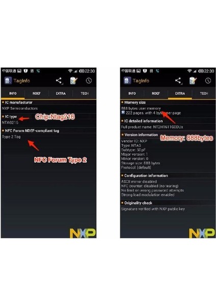 NTAG216 Beyaz Nfc Etiket Protokolü ISO14443A 888 Bayt 10LU Paket