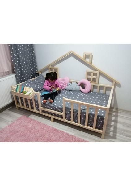 Ahşap Montessori Yatak Çocuk Yatağı Ahşap Beşik Bebek Karyolası Bebek Yatağı 70 x 130 cm