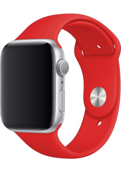 Apple Watch Uyumlu Silikon Kordon - Kırmızı - 42/44