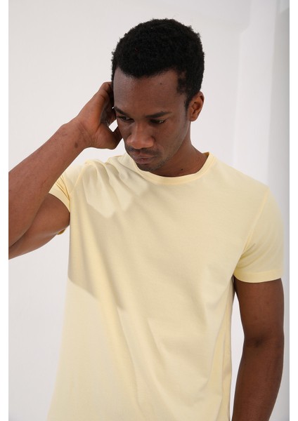 Sarı Erkek Basic Kısa Kol Standart Kalıp O Yaka T-shirt - 87911