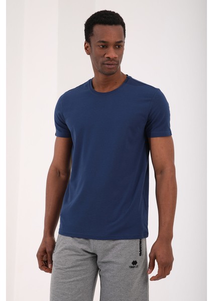 İndigo Erkek Basic Kısa Kol Standart Kalıp O Yaka T-Shirt - 87911 fırsatları