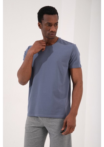 Petrol Erkek Basic Kısa Kol Standart Kalıp O Yaka T-Shirt - 87911 fırsatları