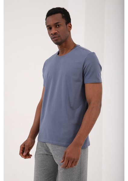 Petrol Erkek Basic Kısa Kol Standart Kalıp O Yaka T-Shirt - 87911 indirimleri