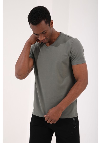 Çağla Erkek Basic Kısa Kol Standart Kalıp V Yaka T-Shirt - 87912 indirimleri