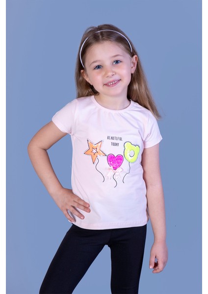 Toontoy Kız Çocuk Beautıful Today Baskılı Pul Işlemeli Tişört