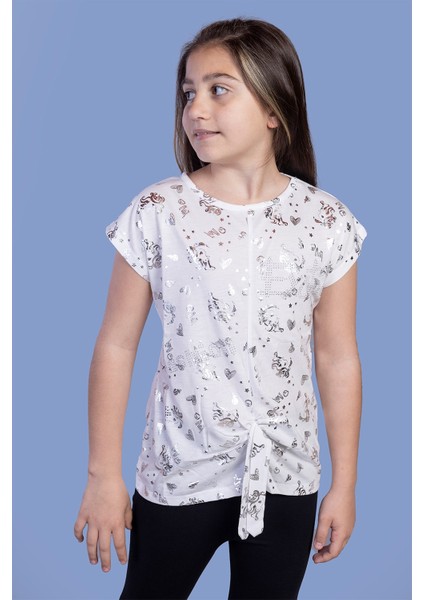 Toontoy Kız Çocuk Varak Baskılı Tişört