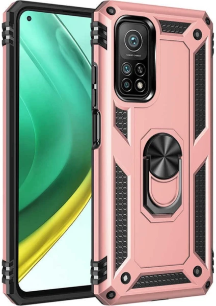 Kzy Xiaomi Mi 10T 5g Kapak Military Yüzüklü Stantlı Panzer Tank Kılıf - Rose Gold