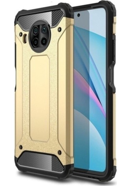Xiaomi Redmi Note 9 Pro 5g Kapak Çift Katmanlı Zırh Tank Kılıf - Gold