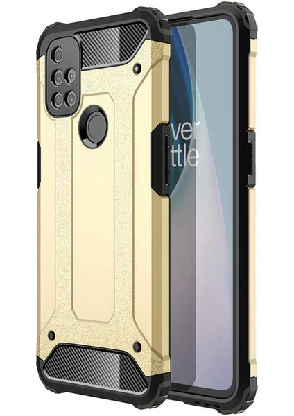 Kzy One Plus Nord N10 5g Kapak Çift Katmanlı Zırh Tank Kılıf - Gold