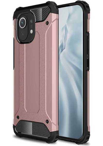 Xiaomi Mi 11 Kapak Çift Katmanlı Zırh Tank Kılıf - Rose Gold