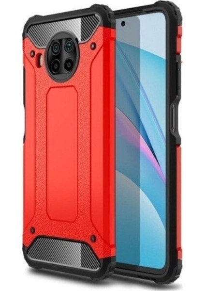 Xiaomi Redmi Note 9 Pro 5g Kapak Çift Katmanlı Zırh Tank Kılıf - Kırmızı