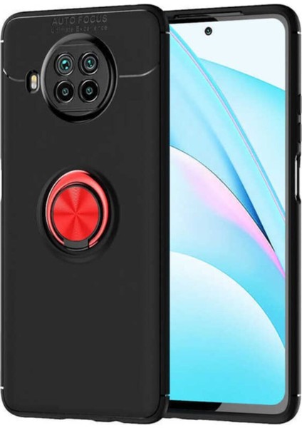 Xiaomi Redmi Note 9 Pro 5g Kılıf Renkli Yüzüklü Manyetik Silikon Kapak Siyah - Kırmızı