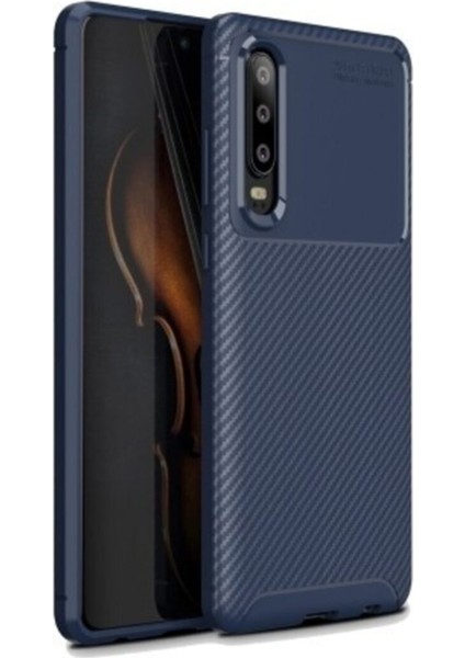 Huawei P30 Karbon Tasarımlı Kapak - Lacivert