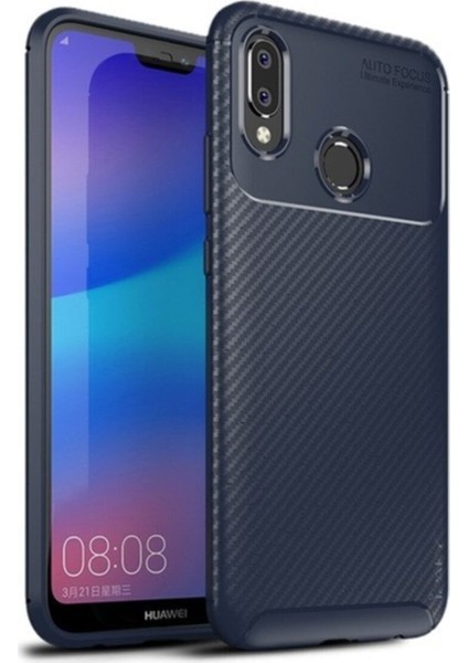 Huawei P20 Lite Karbon Tasarımlı Kapak - Lacivert