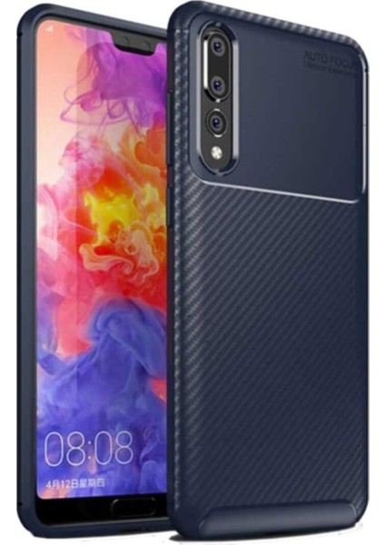 Huawei P20 Pro Karbon Tasarımlı Kapak - Lacivert