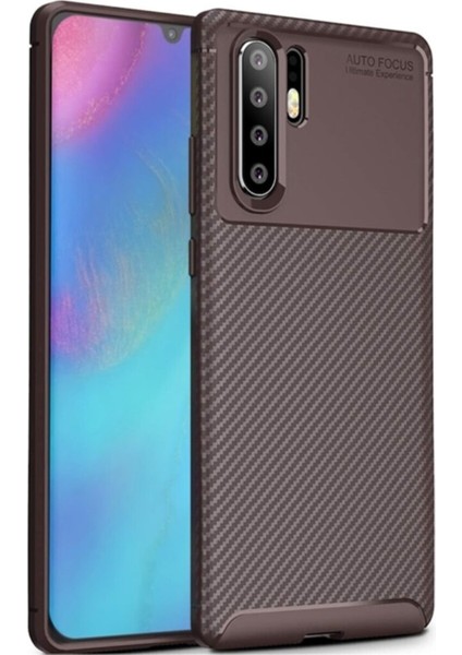 Huawei P30 Pro Karbon Tasarımlı Kapak - Kahverengi