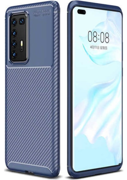 Kzy Huawei P40 Pro Karbon Tasarımlı Kapak - Lacivert