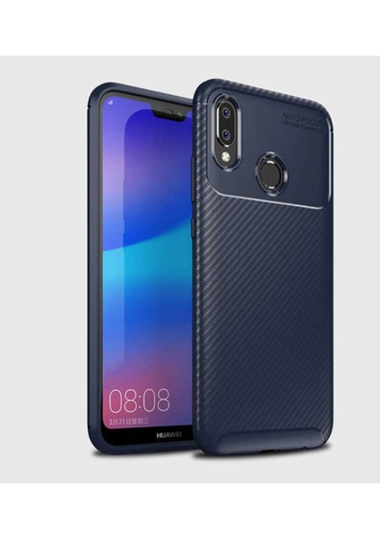 Huawei Y7 Prime 2019 Karbon Tasarımlı Kapak - Lacivert