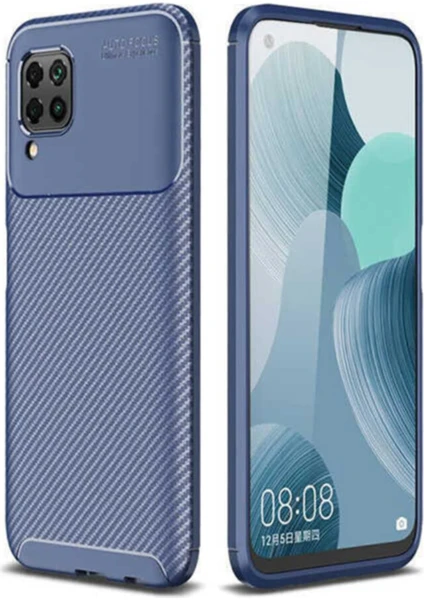 Kzy Huawei P40 Lite Karbon Tasarımlı Kapak - Lacivert