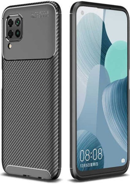 Huawei P40 Lite Karbon Tasarımlı Kapak - Siyah