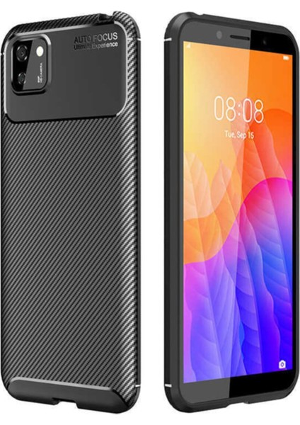 Huawei Y5P Karbon Tasarımlı Kapak - Siyah