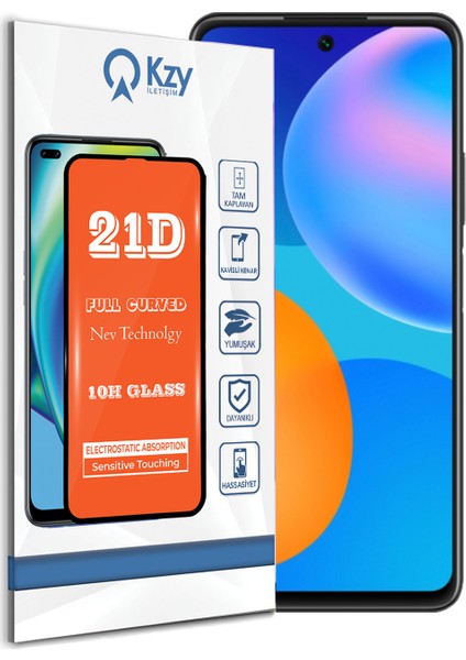 Huawei P Smart 2021 Tam Kaplayan 21D Temperli Ekran Koruyucu Cam