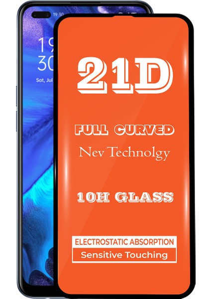 Oppo Reno 4 Tam Kaplayan 21D Temperli Ekran Koruyucu Cam