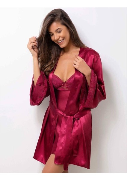 4090 Gecelik Sabahlık Takım - Bordo
