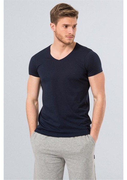 2170 Modal V Yaka Erkek T-Shirt - Lacivert