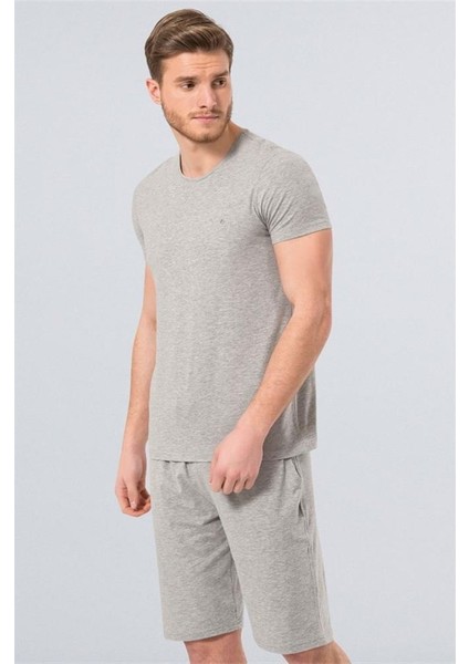 2169 Modal O Yaka Erkek T-Shirt - Gri Melanj