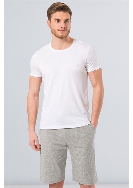 2169 Modal O Yaka Erkek T-Shirt - Beyaz