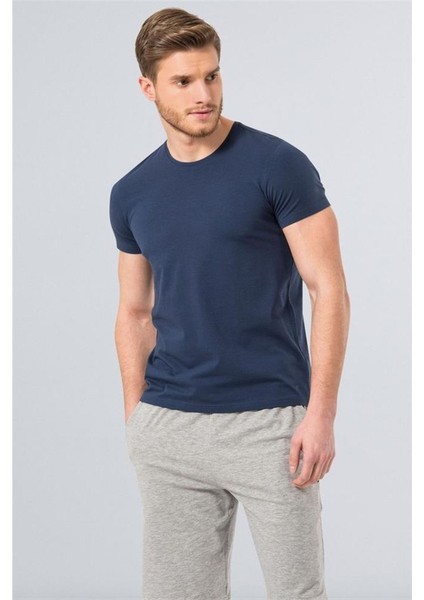 1331 O Yaka Kısa Kollu Erkek T-Shirt - Indigo