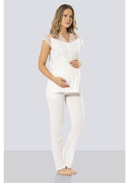 3294 Lohusa Pijama Takımı - Ekru