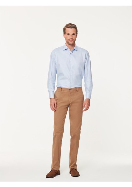 Bej Pamuklu Slim Fit Chino Pantolon