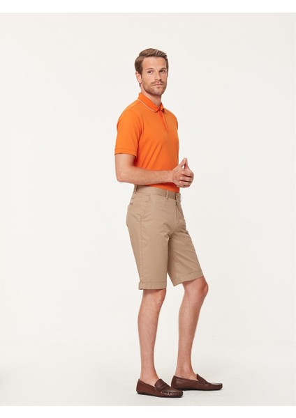 Bej Pamuklu Nanotex Slim Fit Şort modelleri