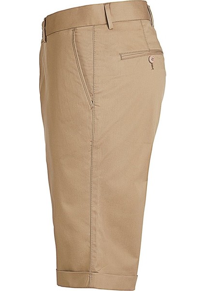 Bej Pamuklu Nanotex Slim Fit Şort indirimleri