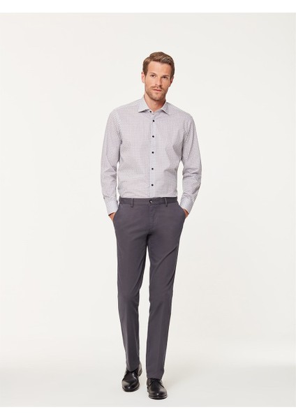 Antrasit Pamuklu Slim Fit Chino Pantolon