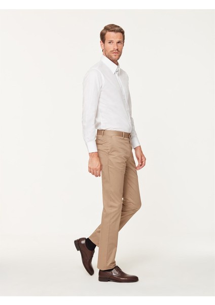 Bej Pamuklu Nanotex Slim Fit Chino Pantolon modelleri