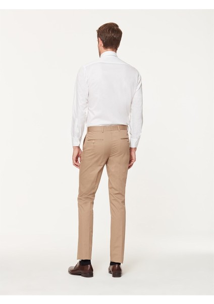 Bej Pamuklu Nanotex Slim Fit Chino Pantolon fırsatları
