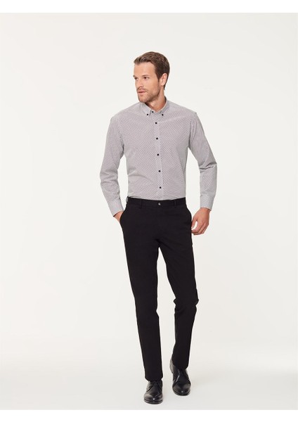 Siyah Pamuklu Slim Fit Chino Pantolon