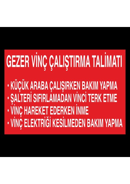 Gezer Vinç Çalıştırma Talimatı 60 x 90 cm