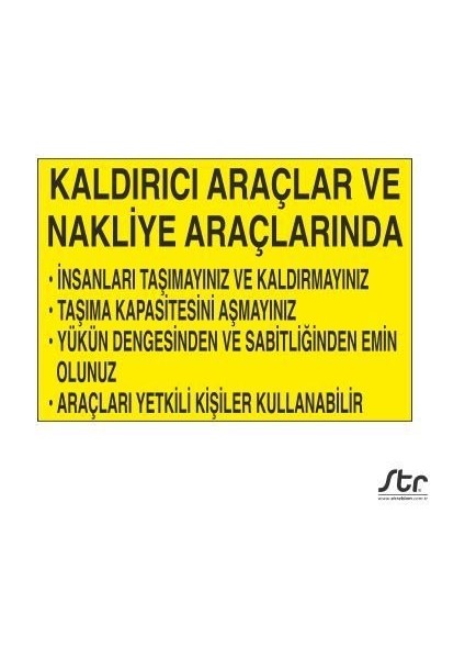 Kaldırıcı Araçlar ve Nakliye Araçlarında 20 x 30 cm