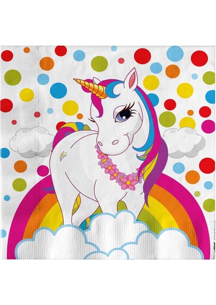 Rainbow Unicorn Kağıt Peçete 33X33CM 16 Lı Lisanslı