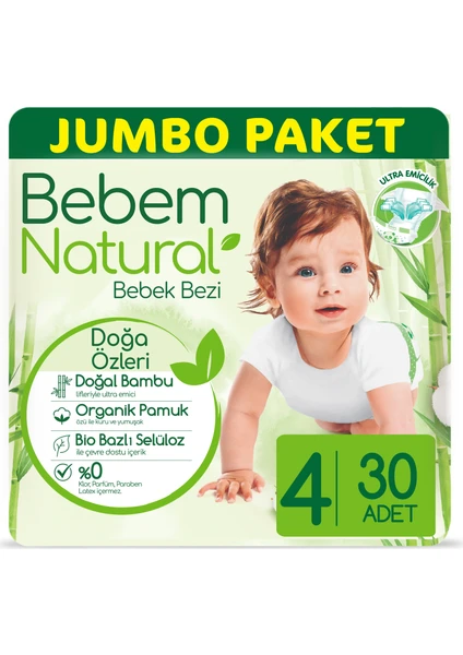 Bebem Natural Bebek Bezi 4 Beden Maxi 30 Adet