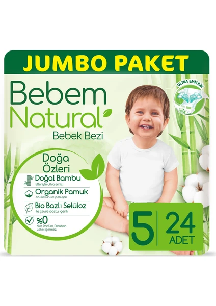 Bebem Natural Bebek Bezi 5 Beden Junior 24 Adet