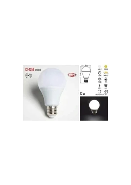 CT-4259 Sensörlü LED Ampul 12W