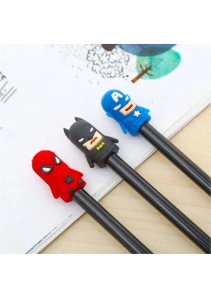 Süper Kahramanlar Spiderman,batman,captain America Set Tükenmez Kalem Siyah Mürekkep 3'lü