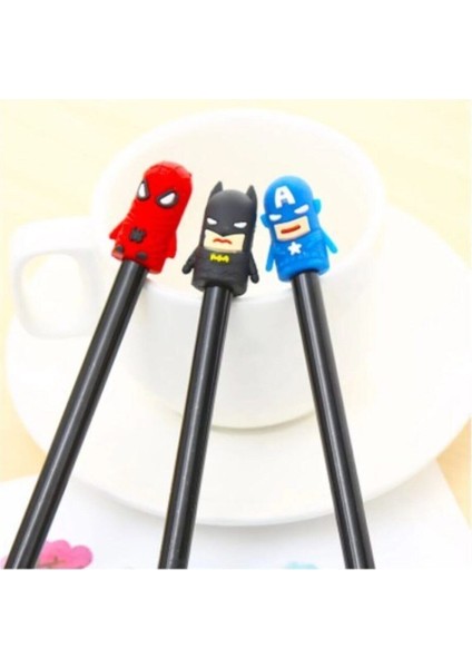 Süper Kahramanlar Spiderman,batman,captain America Set Tükenmez Kalem Siyah Mürekkep 3'lü