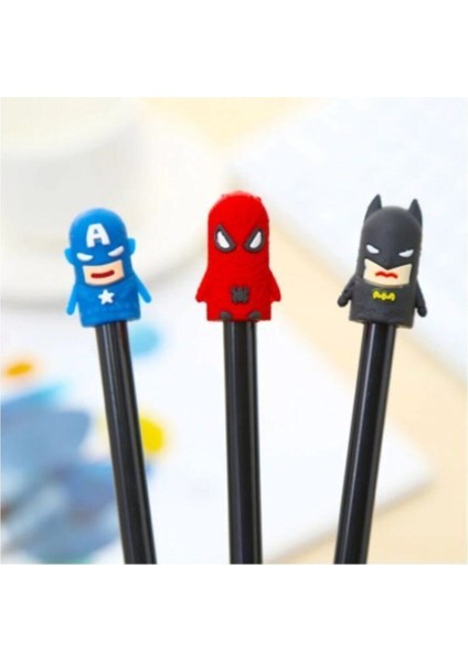 Süper Kahramanlar Spiderman,batman,captain America Set Tükenmez Kalem Siyah Mürekkep 3'lü