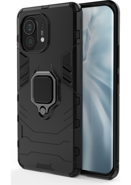 Xiaomi Mi 11 Batman Serisi Yüzük Standlı Armor Kılıf Siyah